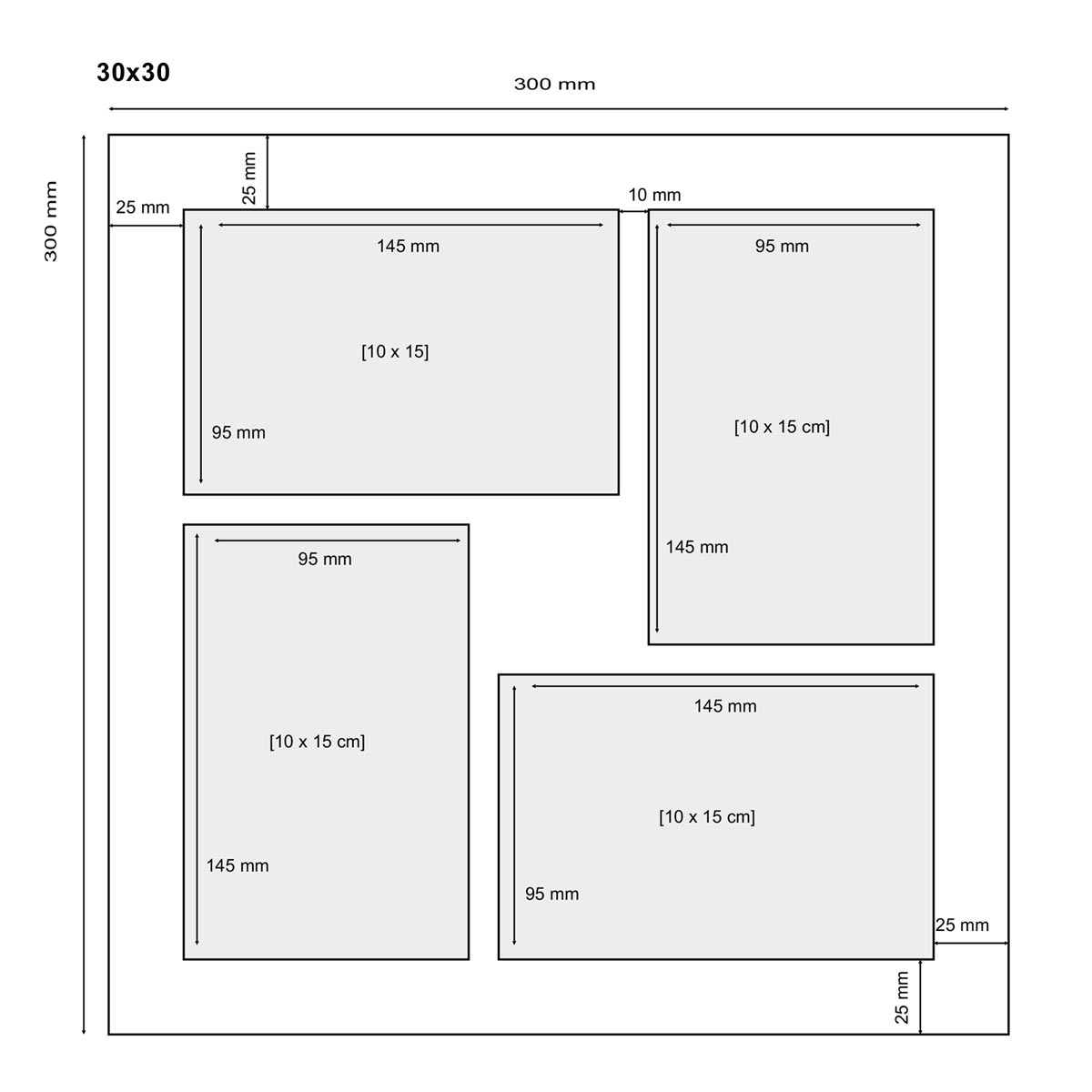 Clamaro 'Neo Collage' Cadre Photo 30x100 Fait Main Sur Mesure | Blanc Mat | Cadre En Bois MDF Avec Verre Acrylique Et Accroche Métallique (format Paysage & Format Portrait