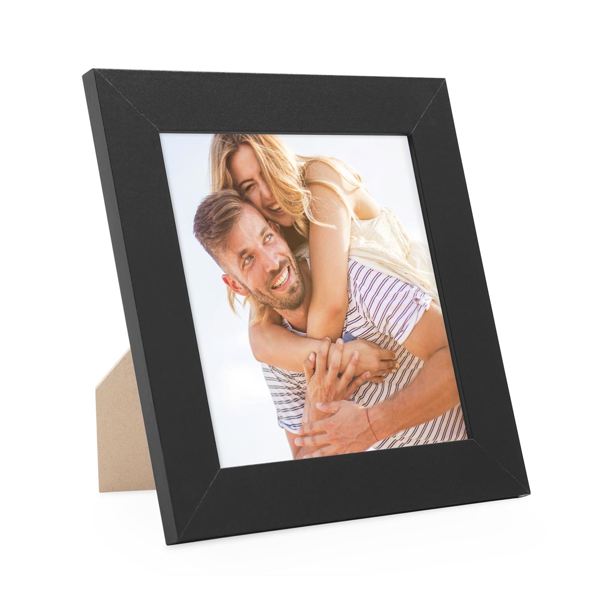 Cadre Photo Sur Mesure 33x33 Cm - Cadre Noir Moderne Bois 2.1 Cm Largeur Avec Verre Plexi