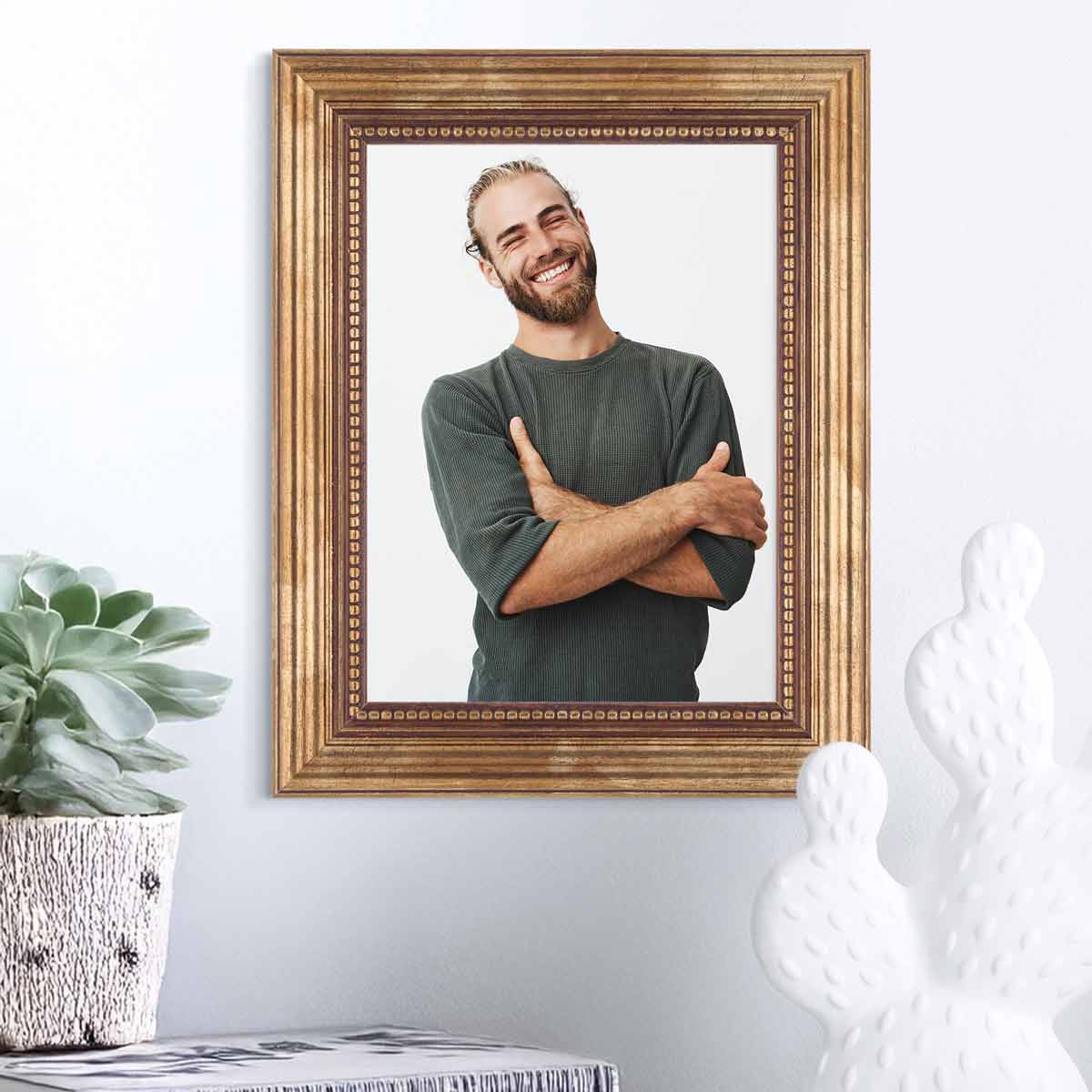 Grand Cadre Photo Baroque Style Renaissance - Argent Antique - 96x57 Cm - Sans Verre