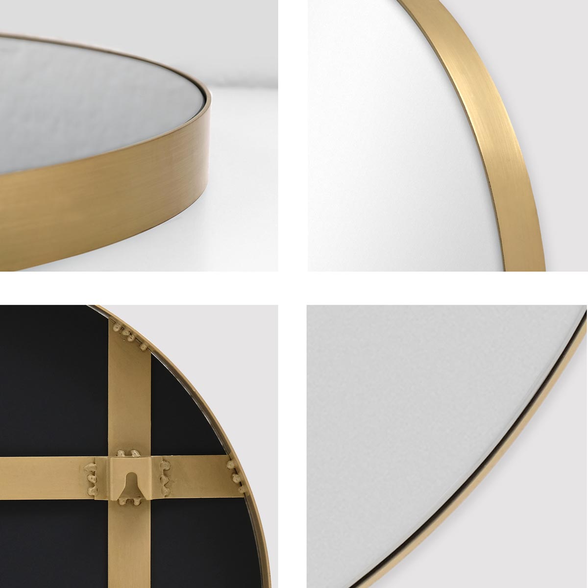 Spiegel Rund Gold mit Metall-Rahmen 50 cm Durchmesser Deko-Wandspiegel