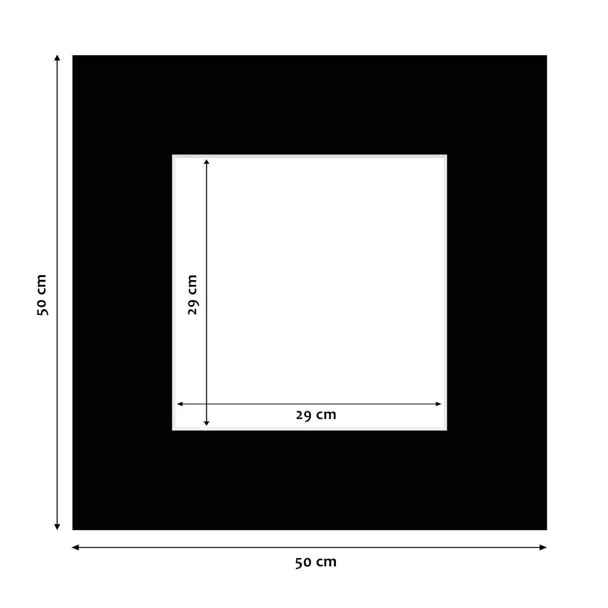 10x Black Mounts in 50x50 cm (30x30 cm) Format
