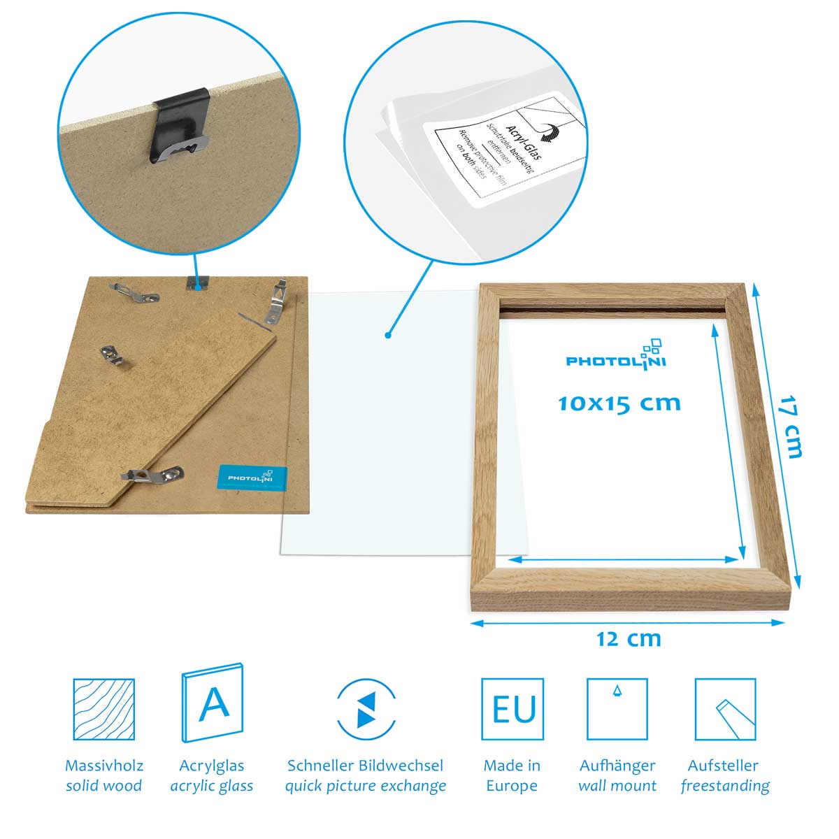 Glas-Bilderrahmen 6er-Set – 10x15 Cm, Mit Ständer, Für Tisch Oder Regal, Elegante Präsentation