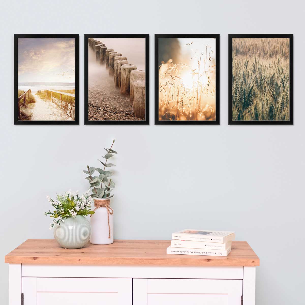 Set of 4 Picture Frames Modern Gold 30x30 cm with mounts / MDF