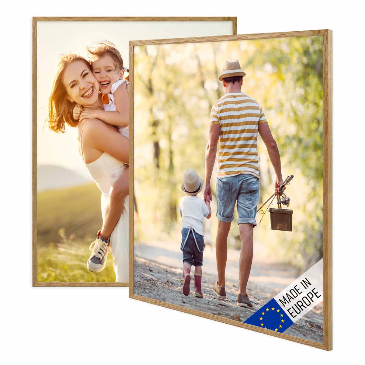 Lot De 2 Cadres Photo En MDF Bois 10x15 Cm - Avec Verre Organique, Pour Mur Ou Bureau