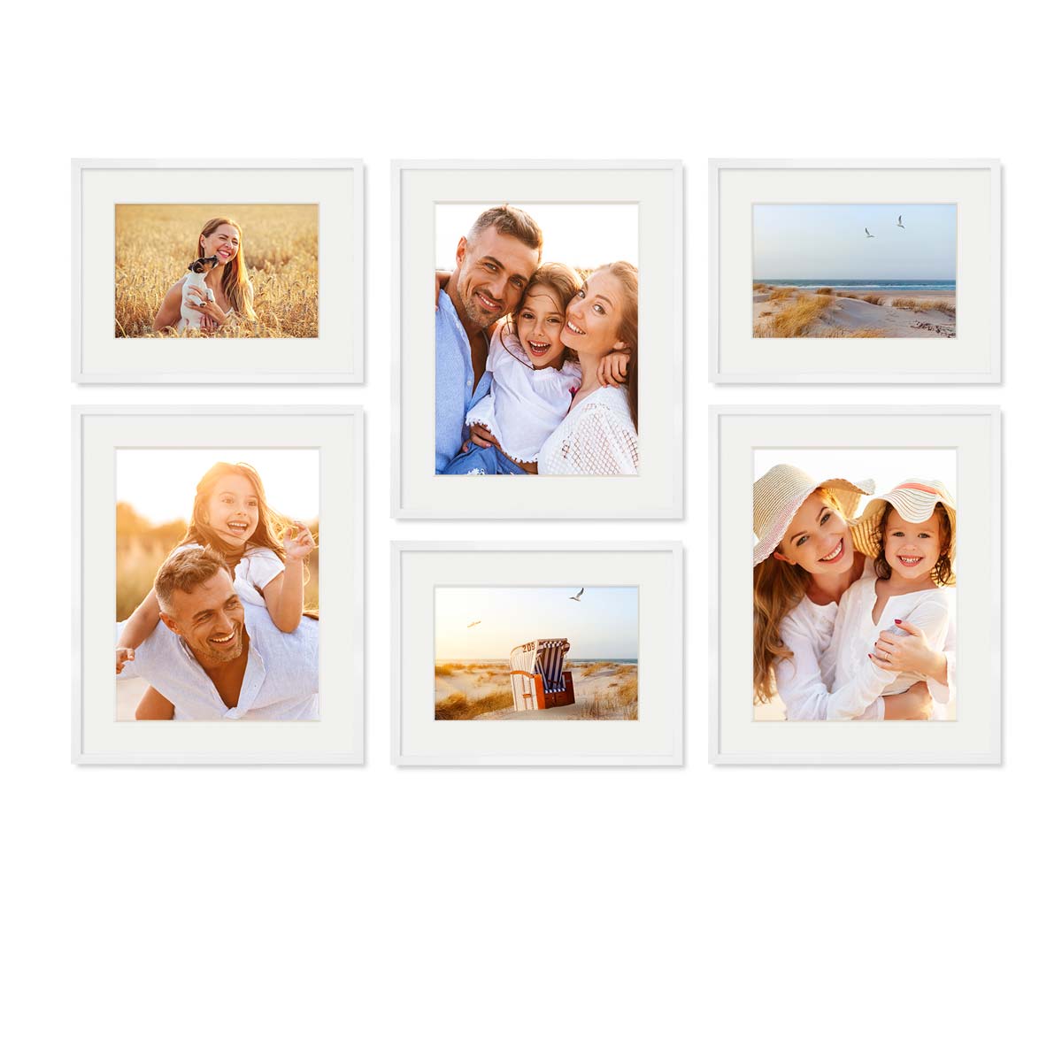 Set of 6 Poster Frames Modern White 30x40 cm with mounts / MDF