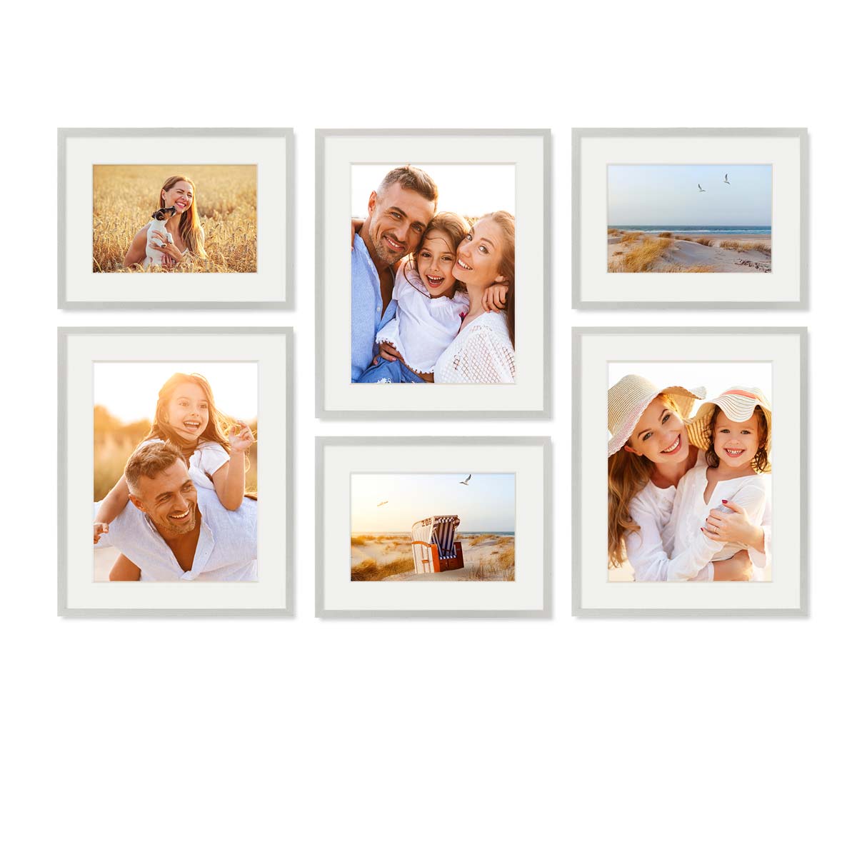 Set of 6 Poster Frames Modern Silver 30x40 cm with mounts / MDF