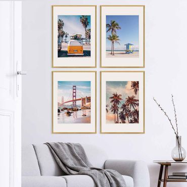 4er Set Poster-Bilderrahmen 50x70 Gold Modern MDF mit Passepartout |  PHOTOLINI