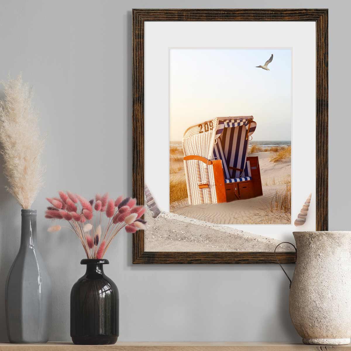 Cadre Photo Collage Chêne Foncé - Sur Mesure 140x38x14 Cm - Moderne - Fabriqué En Allemagne