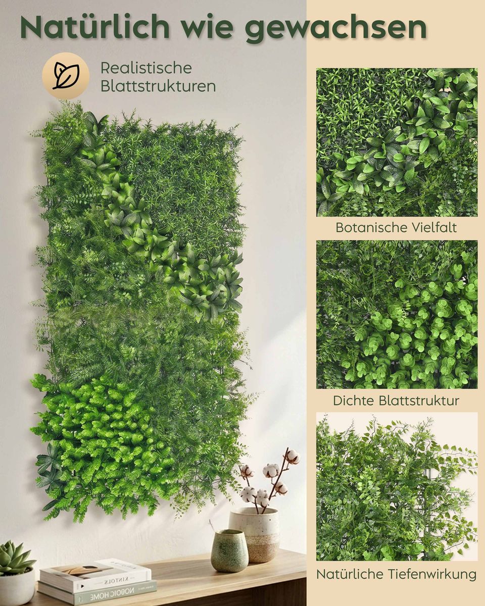 Knstliche Pflanzenwand Waldgrn, 50x100 cm | PHOTOLINI