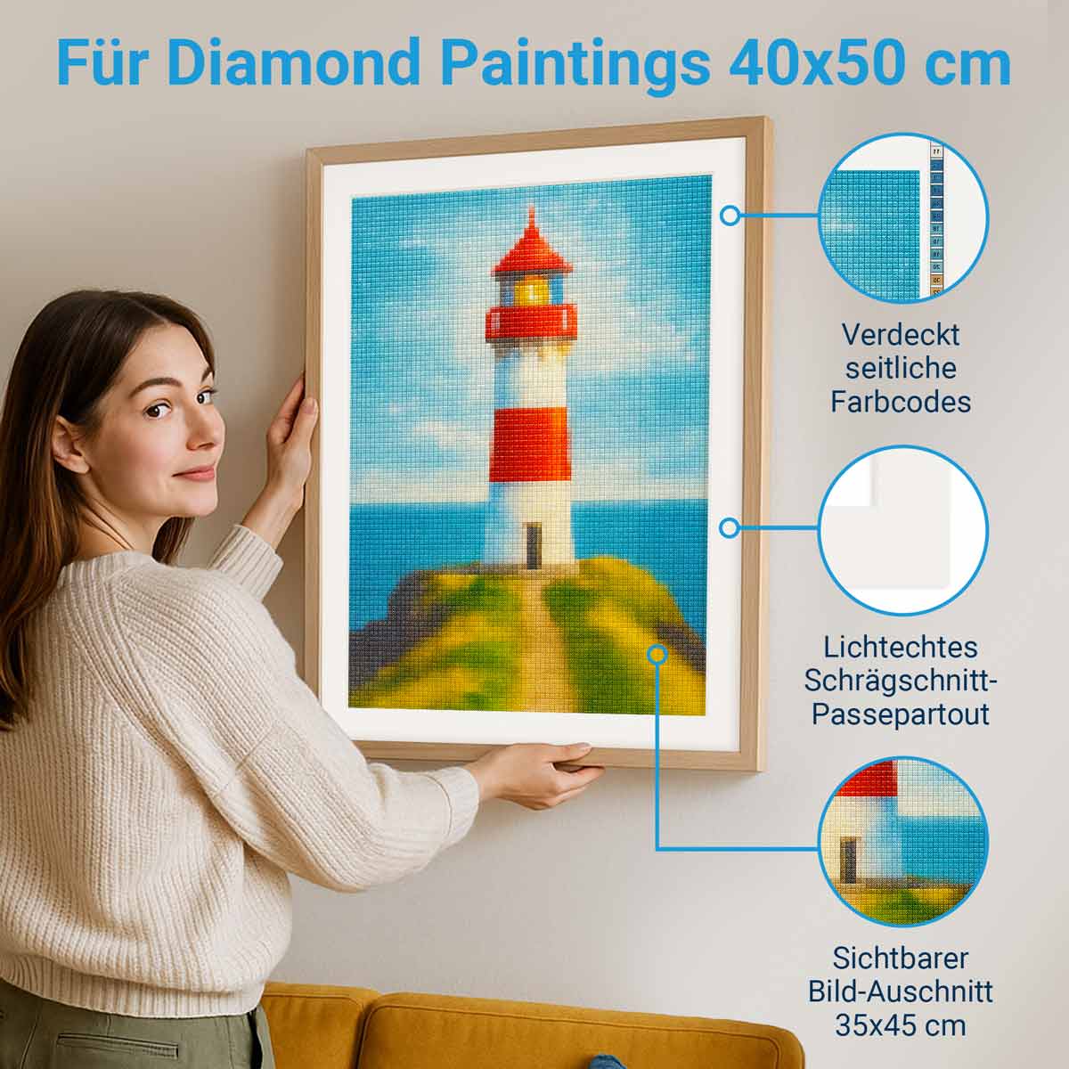 Diamond Bilderrahmen 35x45 Cm Weiß Matt – Mit 1 Mm Kunstglas, Für Diamond Painting, Puzzle & Poster