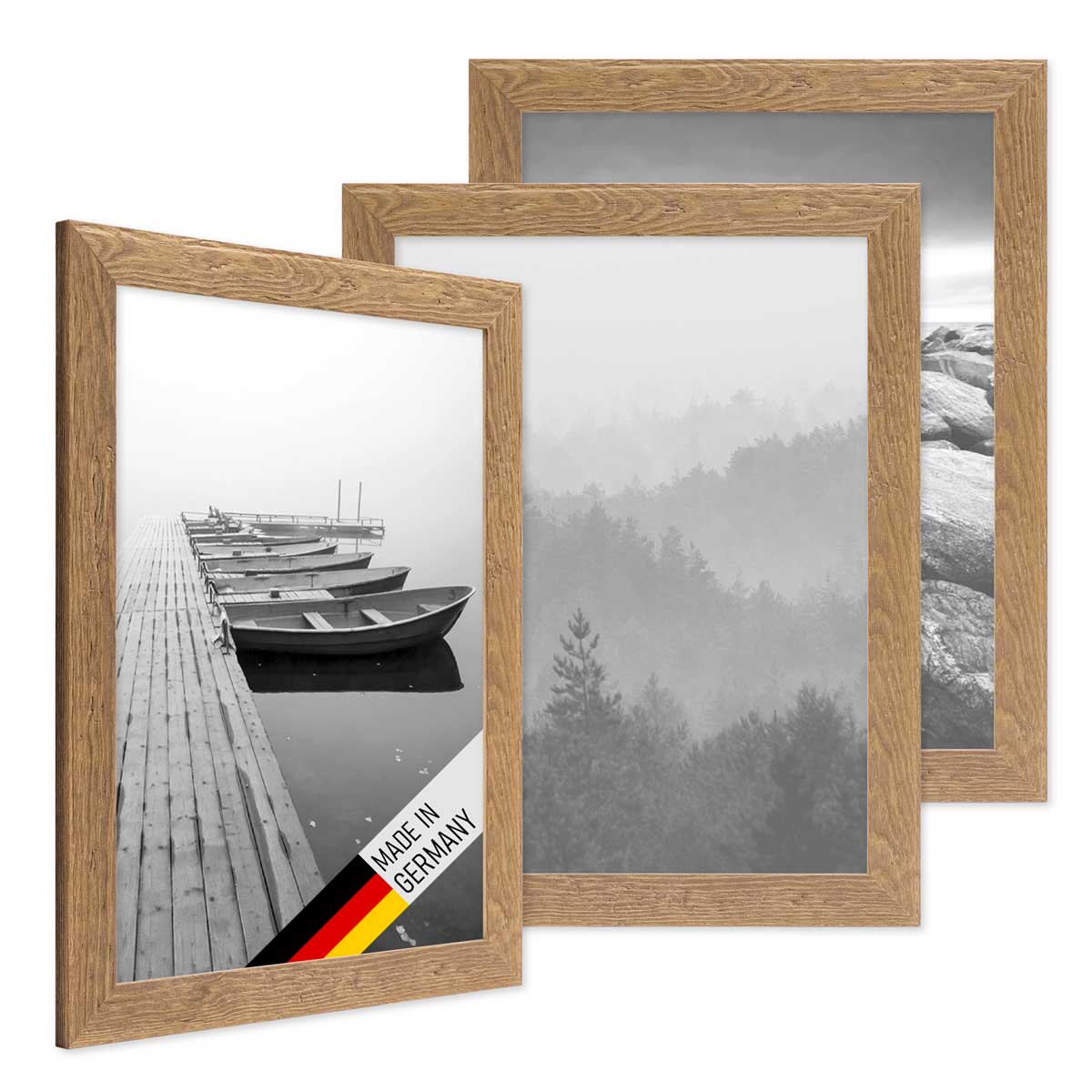 TENIBYC Bilderrahmen Aus Massivholz Eiche, 20,3 X 25,4 Cm, Mit HD-Glas – Rustikaler Posterrahmen Für Wand Oder Tisch