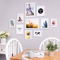 MDF Black and White Set of 10 Picture Frames for Wall Hanging, For