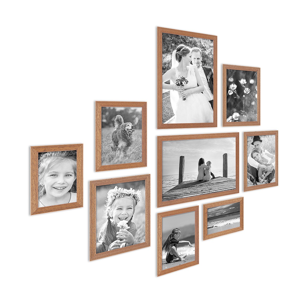Lot De 6 Mini Cadres Photo En Bois MDF 10x15 Cm - Avec Verre Acrylique - À Poser Ou Suspendre - Décoration Murale Ou Table