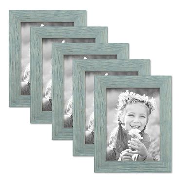 5er Bilderrahmen Set 18x24 Cm Strandhaus Rustikal Blau Massivholz Mit Glasscheibe Inkl Zubehor Fotorahmen Bilderrahmen Sets 5er Set