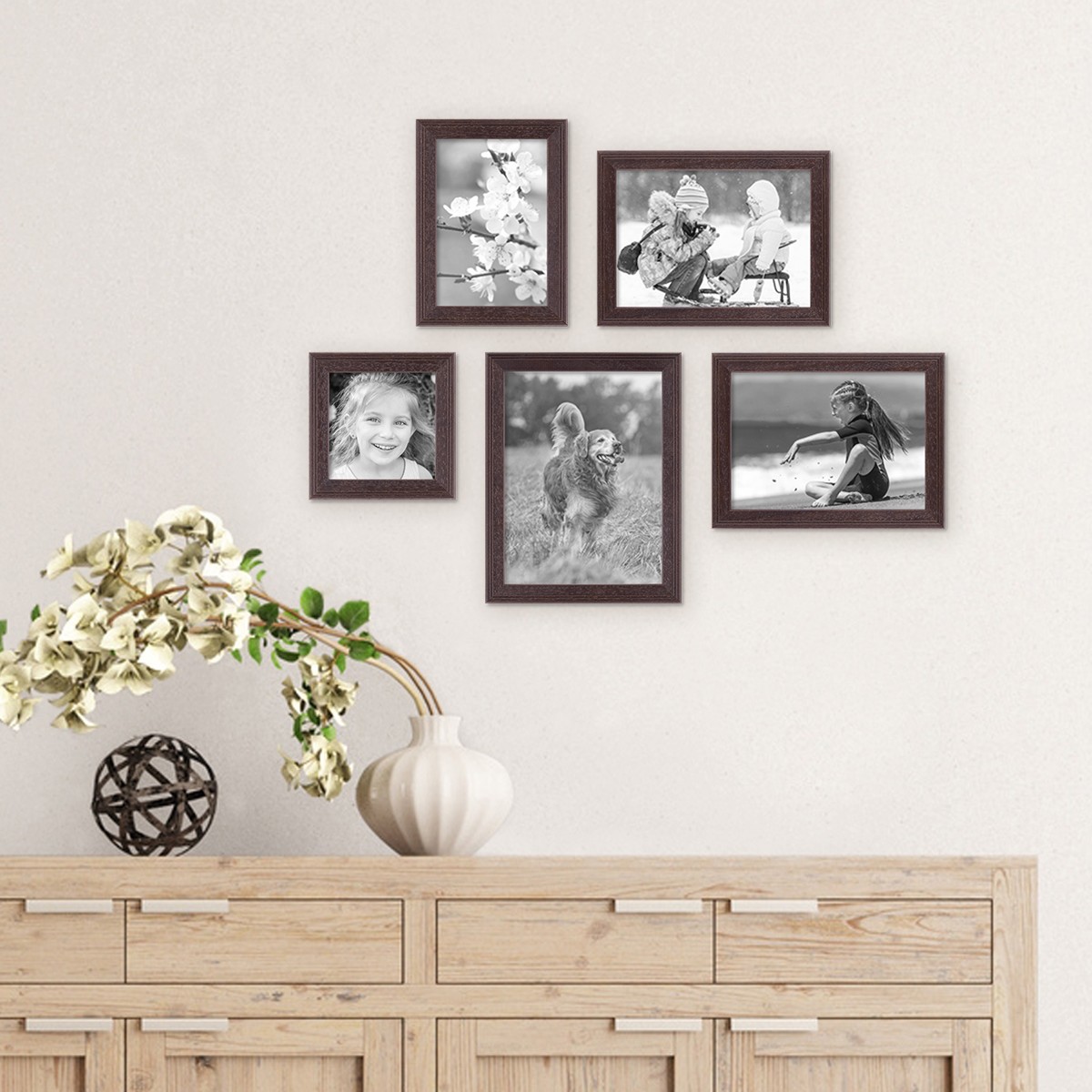 Set of 4 Picture Frames Modern Gold 30x30 cm with mounts / MDF