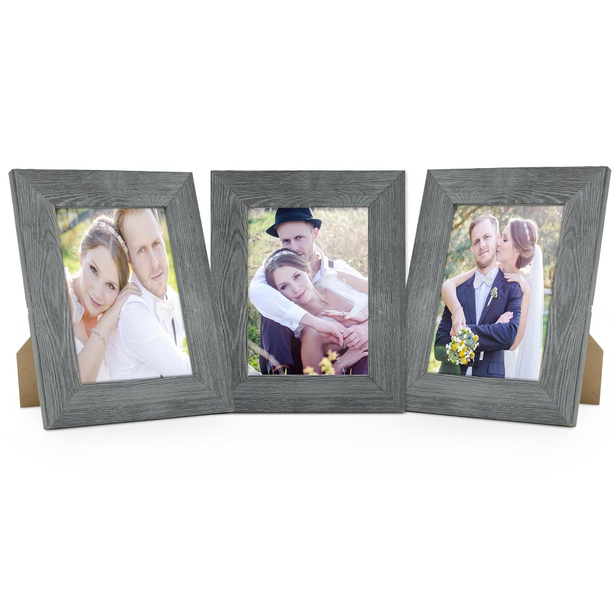 3 Holz Fotorahmen Bilderrahmen mit Leiste aufstellen oder aufhängen Foto NEU